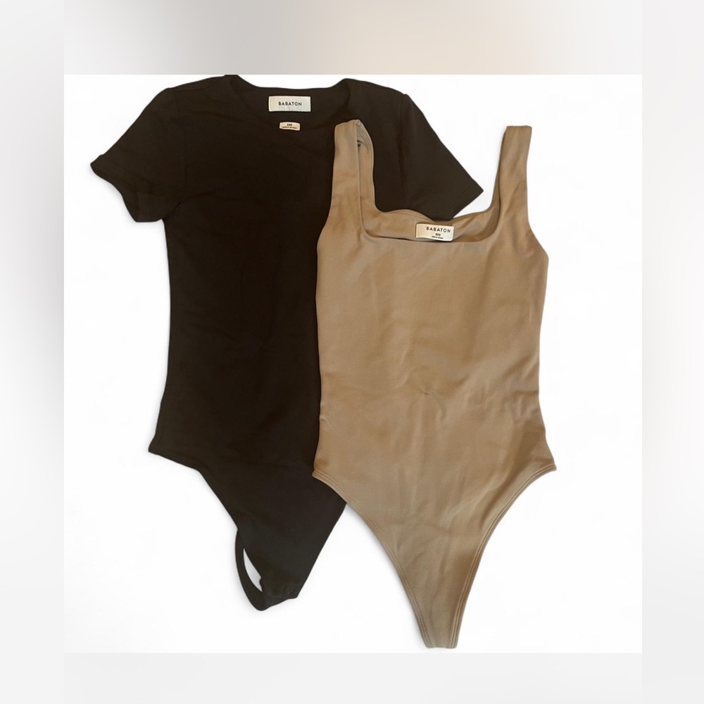 Babaton (Aritzia) smoothing Bodysuit Duo - Black & Taupe in XXS set, pair, lot